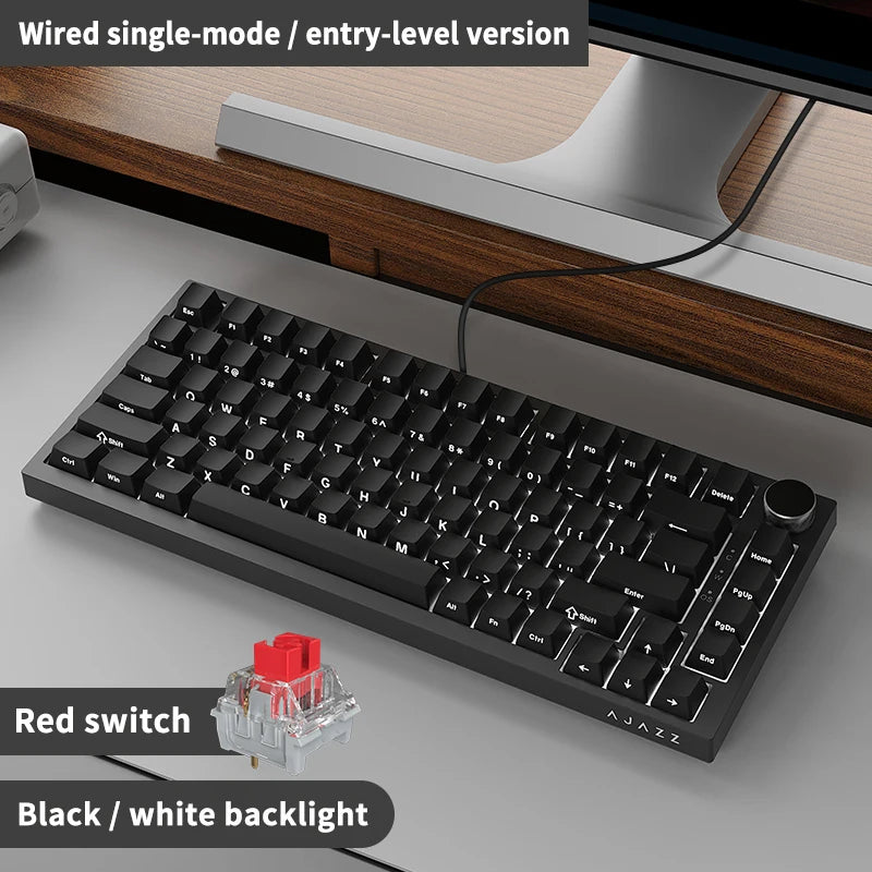 Ajazz AK820 / AK820PRO Gaming Mechanical Keyboard 82 Keys Wired Bluetooth 2.4GHz Wireless Gamer Keyboard Custom Gasket for Laptop