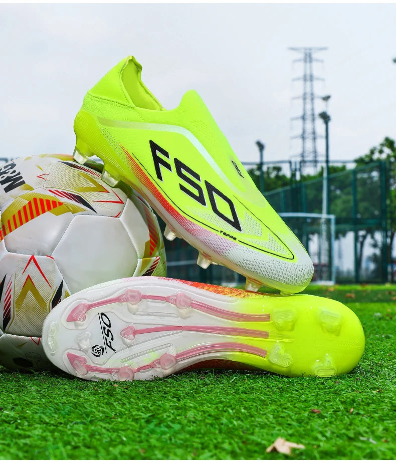 New Men's Football Boots, Non-Slip Outdoor Sneakers, Match Grass Cleats, High-Quality Soccer Shoes, Futsal, Hot-Selling High-Top Light Boots