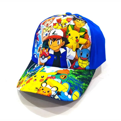 Șapcă de baseball din poliester cu figurină Pikachu din anime-ul Pokémon Go, cu imprimeu de desene animate, cu cozoroc, pentru copii, decorativă, cadou de ziua de naștere