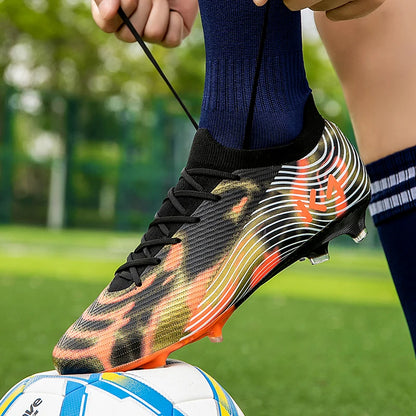 Nuevas zapatillas de fútbol para hombre, botas para césped exterior, tacos antideslizantes de alta calidad, caña alta y ligeras para niños, modelo superventas