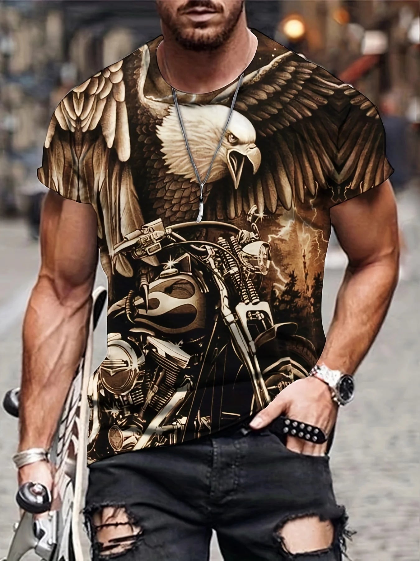 Fashion Eagle Graphic T-Shirts Luxury T-Shirt Summer Men's T-Shirts Casual Tops Short Sleeve T-Shirt 3D Printing Men’s Clothing