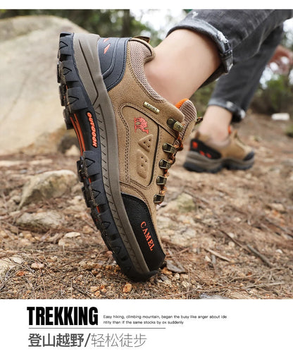 Classic Black Men's Hiking Shoes Outdoor Low-Cut Climbing Walking Shoes Trekking Sneakers Non-Slip Mountaineering Shoes for Men