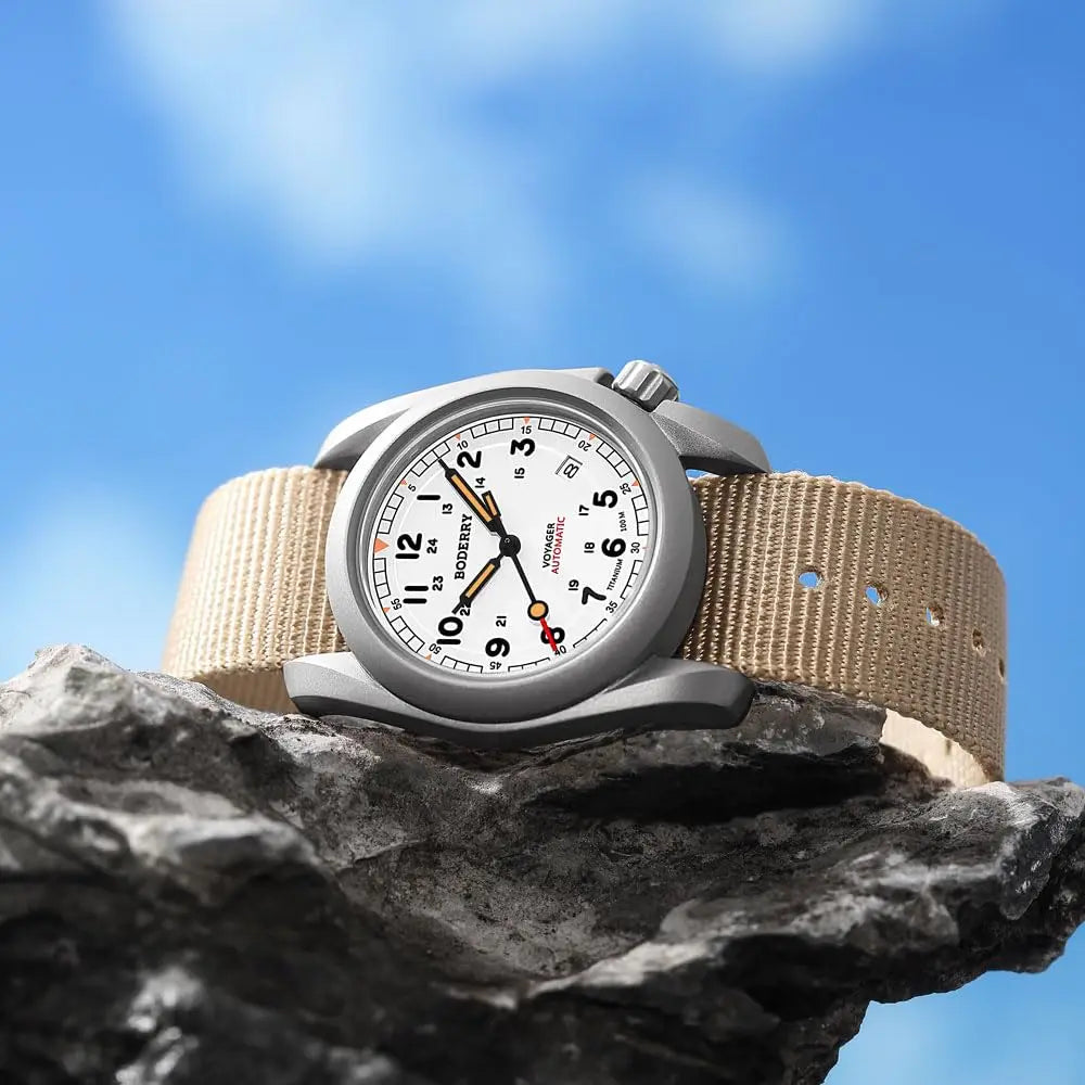 BODERRY Men Automatic Watch 40MM Titanium Pilot Sport Mechanical Wristwatch 100m Waterproof Sapphire C3 Luminous NH35