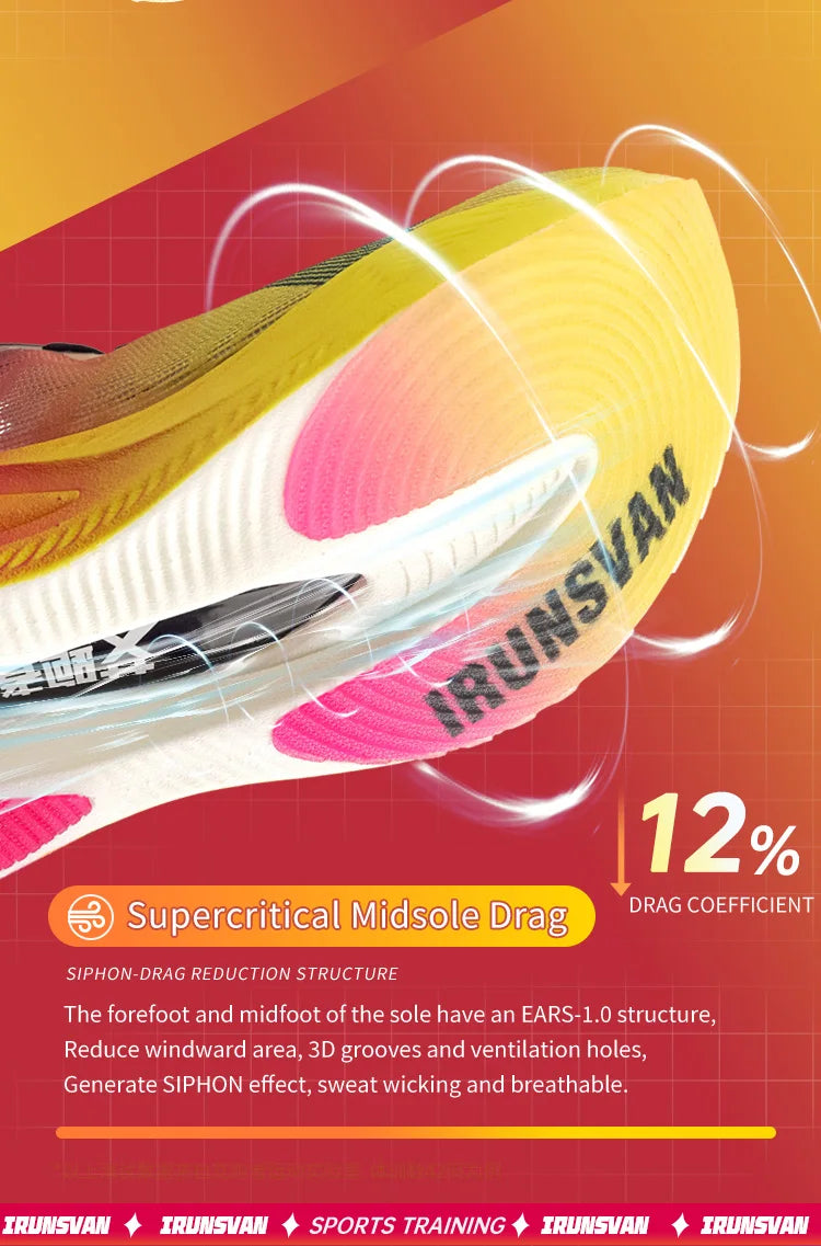 IRUNSVAN Sapatilhas de Corrida para Homem Respiráveis, Calçado Desportivo Leve para Maratona com Placa de Carbono, Sapatilhas Casuais Confortáveis para Treino Atlético