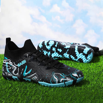 Chaussures de football TF pour adultes, économiques, en tissu PU mélangé, crampons en caoutchouc durables, antidérapantes, pour les passionnés de football amateur.