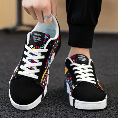 YRZL skateboard shoes for men, canvas sneakers, casual breathable walking shoes, lightweight flat shoes, street trend sport shoe