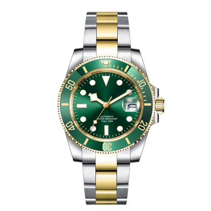 Custom logo NH35 MIYOTA 8215 Automatic Men Watch Luxury Diver Two Tone Gold 316L Stainless Steel Sapphire 10ATM Sterile  Sunburs
