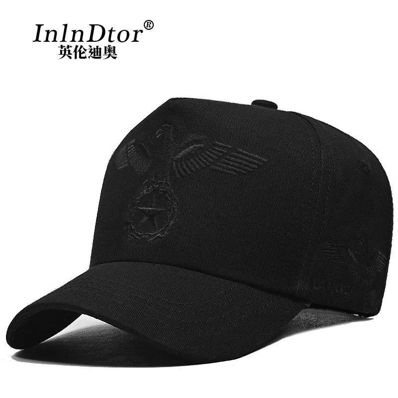 InlnDtor Embroidery High Top European and American Style Wide Brim Baseball Cap Casual Big Head Circumference Men's Cap