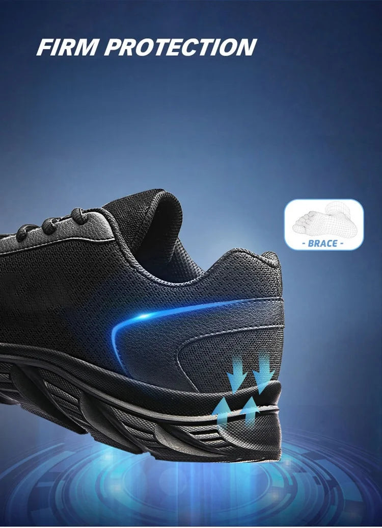 Men's Casual Sports Shoes, Black Mesh Breathable Running Shoes, Soft Sole Lightweight Flat Work Shoes