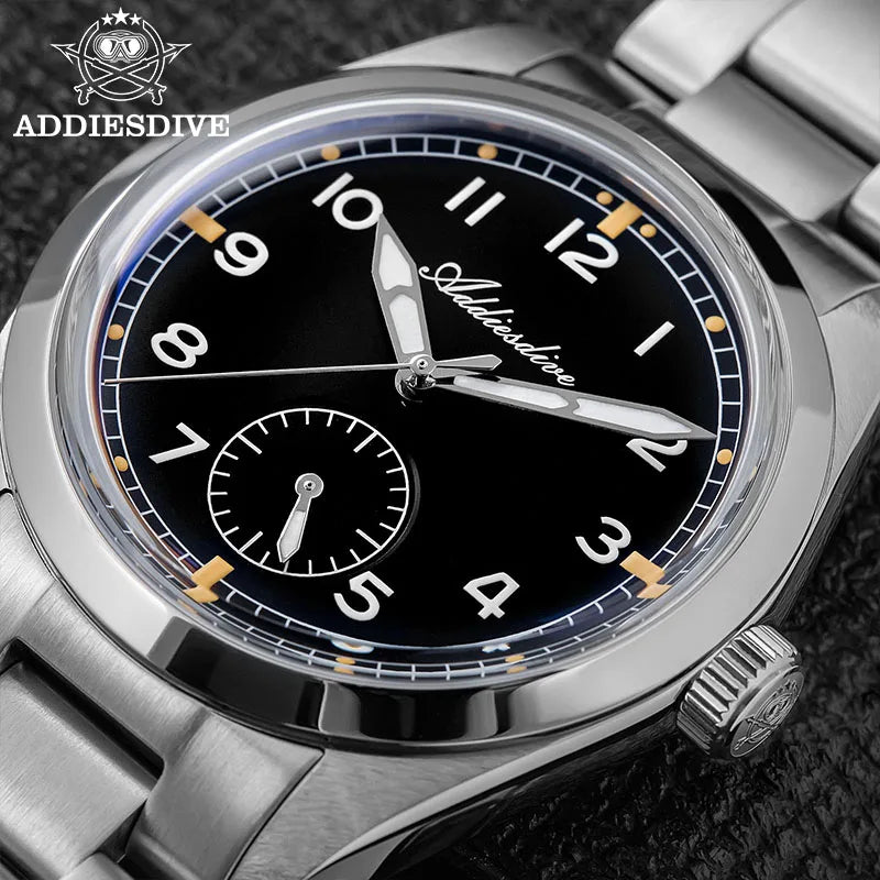Reloj de cuarzo ADDIESDIVE de 36mm para hombre VH60, luminoso BGW9, cristal abombado tipo burbuja, cubierta de vidrio, resistente al agua 10Bar, acero inoxidable