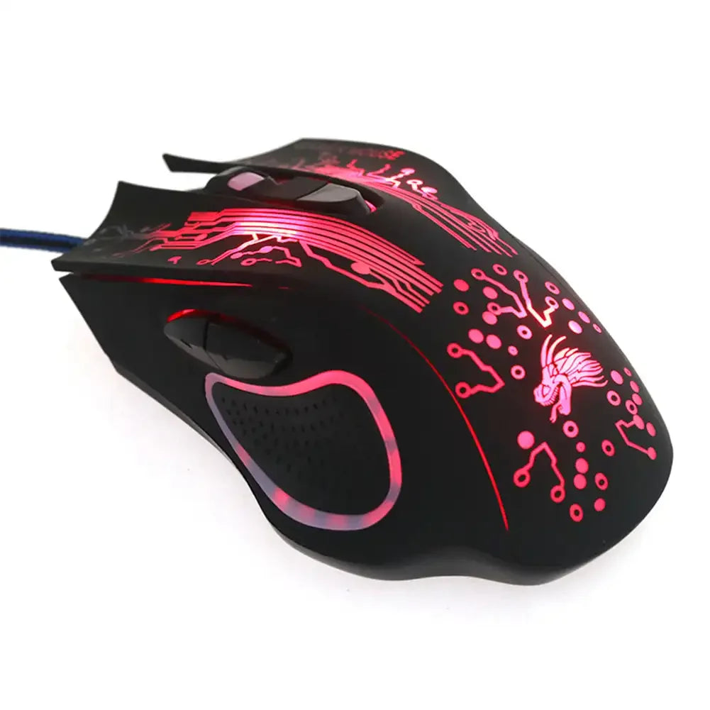 Rato gaming com fios USB 2400 DPI, rato profissional para gamer com retroiluminação LED, rato ergonómico para computador, PC, portátil e MacBook