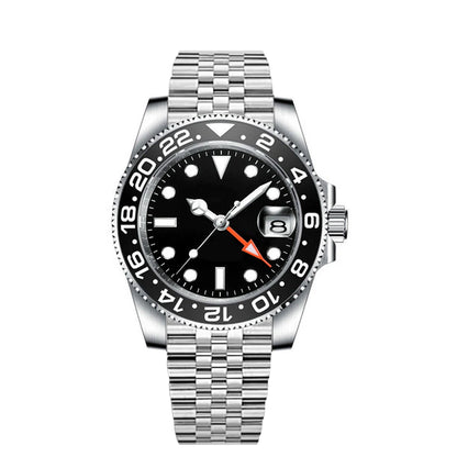 40MM Custom Logo New Men Quart Wristwatch Jubilee Stainless Quartz GMT Watch Sapphire Glass Men Watches Waterproof Luminous