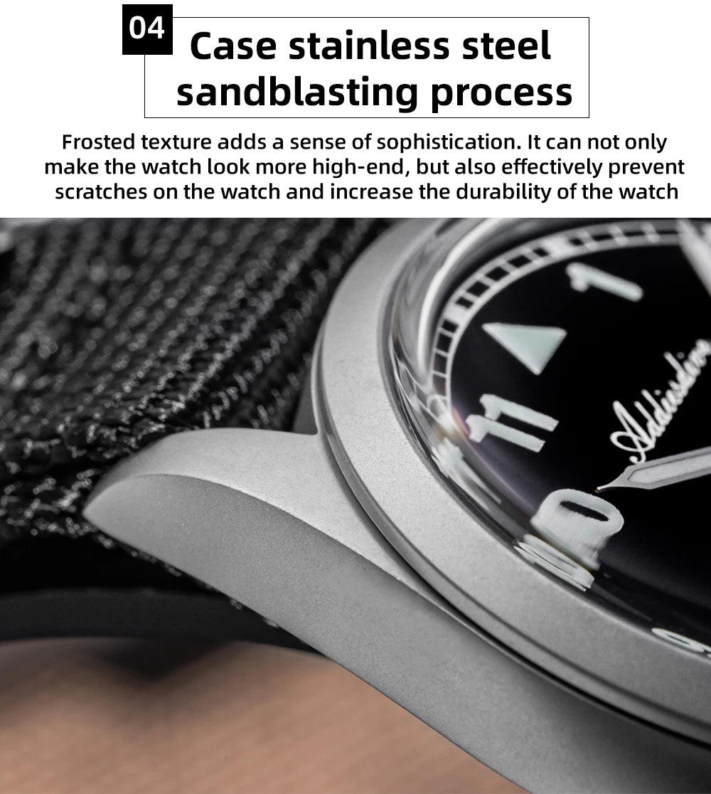 ADDIESDIVE 36mm Men's Analog Watch Bubble Mirror Glass 100m Waterproof Luminous Watch Simple men Quartz Watches with Nylon Strap