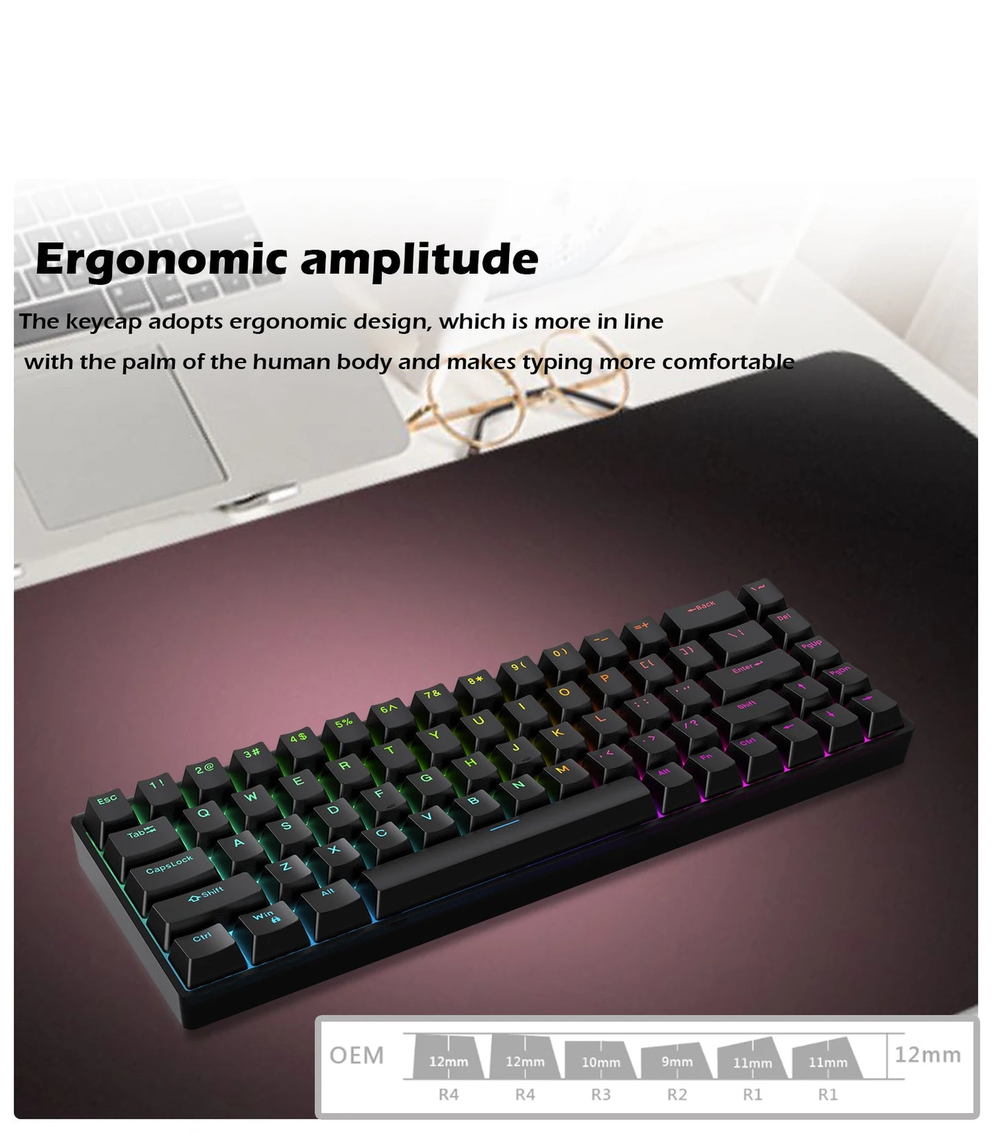 Raven68 Esports Magnetic Axis Keyboard Wired Single Mode PBT Transparent Keycap 8K Return Adjustable Key 68 Key Game Mechanical