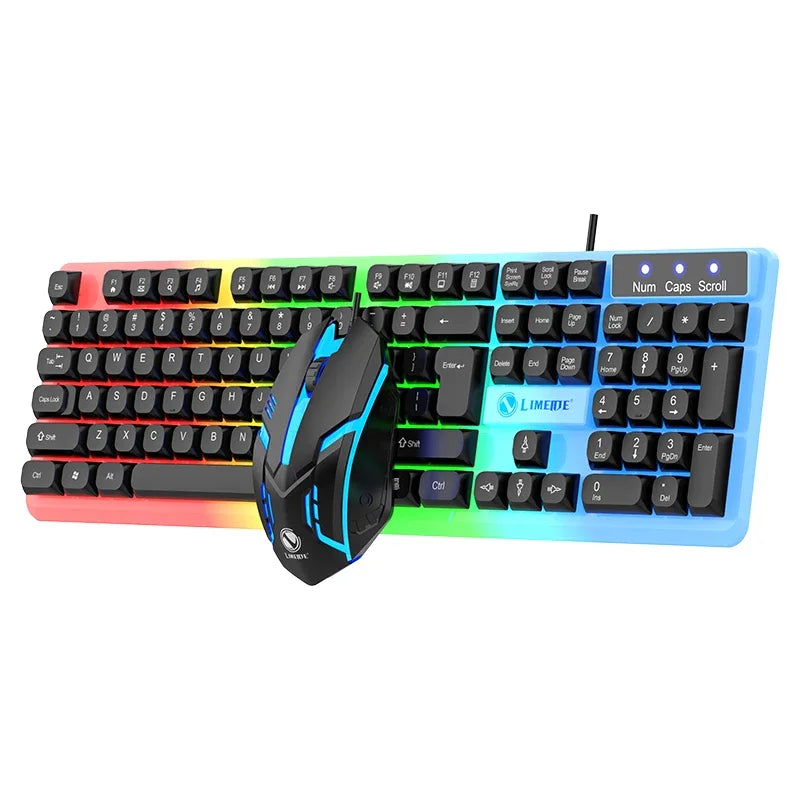 NG GTX350 Set gaming tastiera e mouse per computer e laptop, kit gamer con retroilluminazione LED, tastiera USB cablata GTX350 - Nero