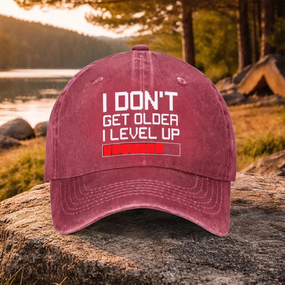 Gamer Level Up fødselsdags-baseballkasket i vasket bomuld, justerbar, udendørs trucker-kasket