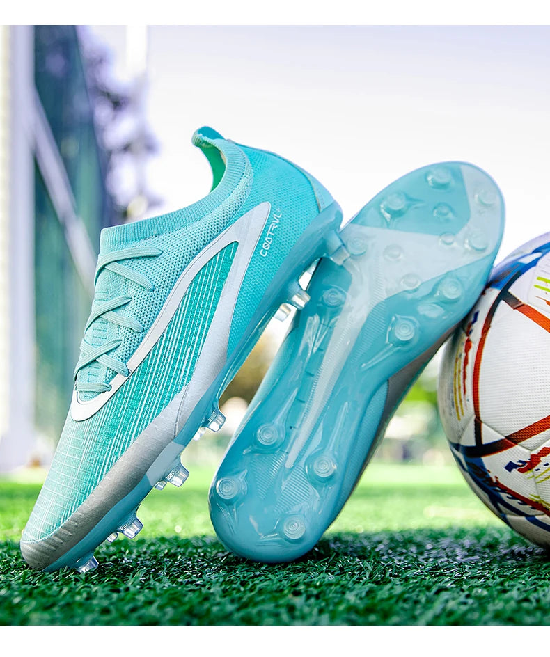 Chuteiras de futebol novas para homem, com pitons para exterior, respiráveis, adulto, antiderrapantes, calçado de futebol desportivo, pitons longos, treino, rapaz, jogo, confortáveis