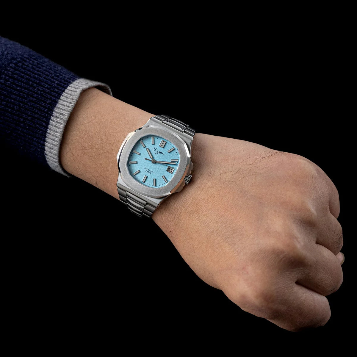 Sugess Man Watch Automatic Mechanical Wristwatches Miyota 9015 Movement MOP Dial Luminous Waterproof 5bar Bracelet Luxury S466
