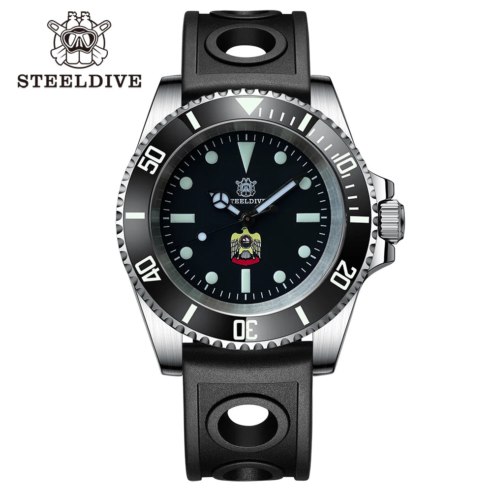 STEELDIVE SD1954 Black Dial 41MM Stainless Steel NH35 Automatic Movement What Ghost Mens 300M Dive Watch  Sapphire Glass