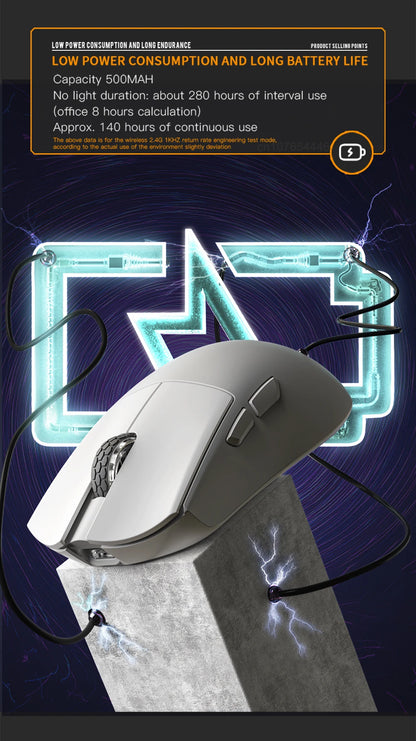 Mouse da gaming Darmoshark M3Pro 2.4G BT wireless tri-mode, sensore PAW3395, N52840, 26000DPI, mouse con driver macro per mani grandi per il gaming