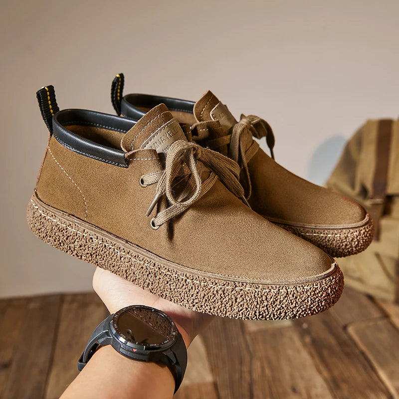 Pantofi casual din piele de căprioară pentru bărbați, de marcă de lux, din piele naturală, realizați manual, cu design antiderapant, pentru primăvară și toamnă