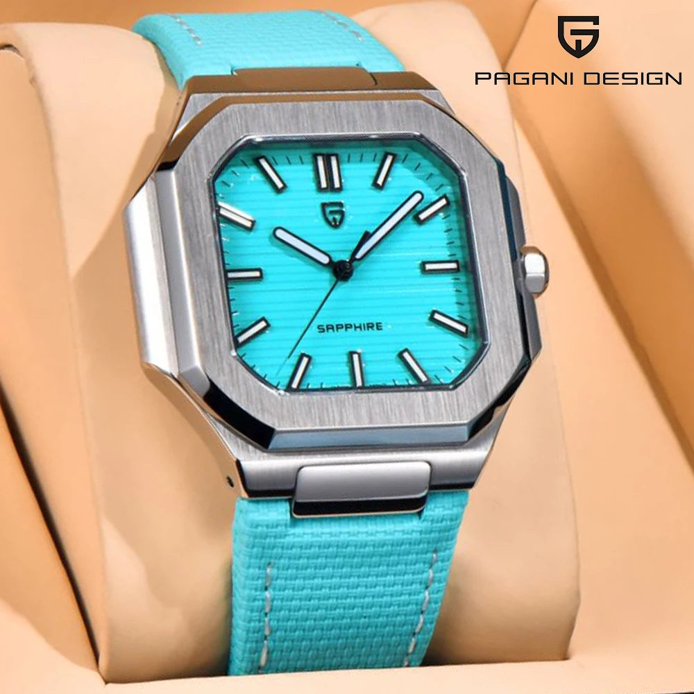 2026 New PAGANI DESIGN Square Quartz Luxury Watch for Men AR Sapphire Mirror Japan Movt Man Watch Luminous 316L All Steel Watch