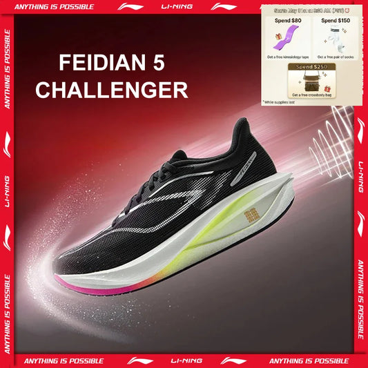 Li-Ning Women's FEIDIAN 5 CHALLENGER Racing Running Shoes CARBON-FIBER PLATE BOOM Cushion Sport Shoes Breathable Sneaker ARMV002