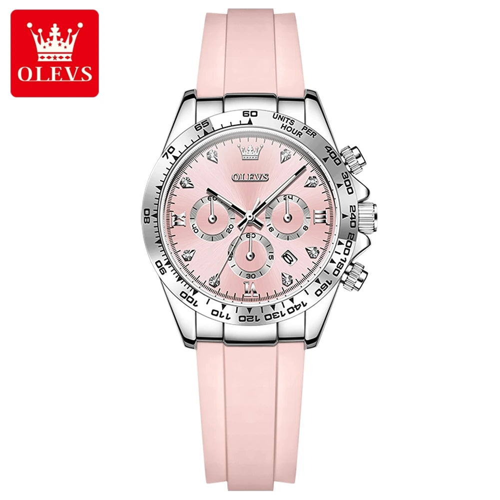 OLEVS 5618 Woman Watch Silicone Strap Luxury Brand Original Quartz Watch for Women Auto Date Waterproof Chronograph Ladies Clock
