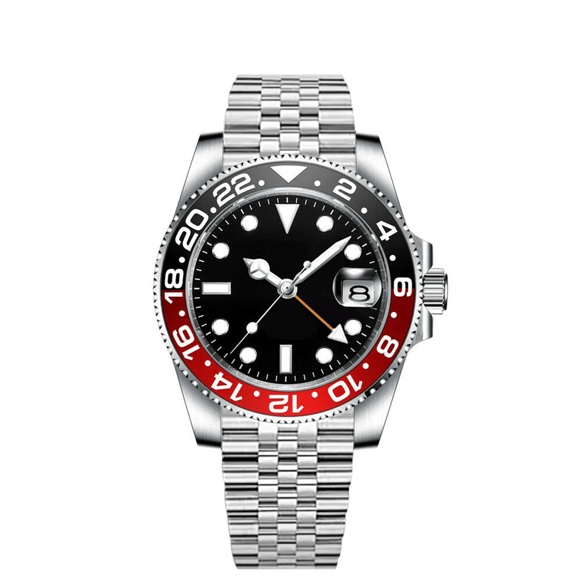40MM Custom Logo New Men Quart Wristwatch Jubilee Stainless Quartz GMT Watch Sapphire Glass Men Watches Waterproof Luminous