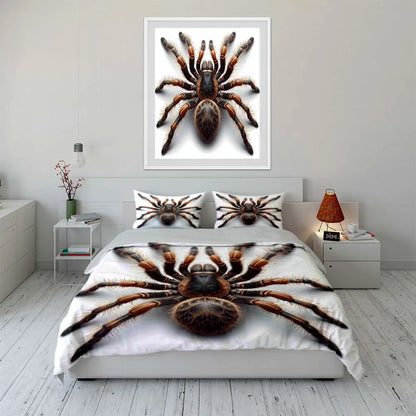 Conjunto de capa de edredão com padrão de aranha peluda em 3D em grande plano, estampagem digital colorida, roupa de cama em poliéster com fecho de correr, presente para crianças