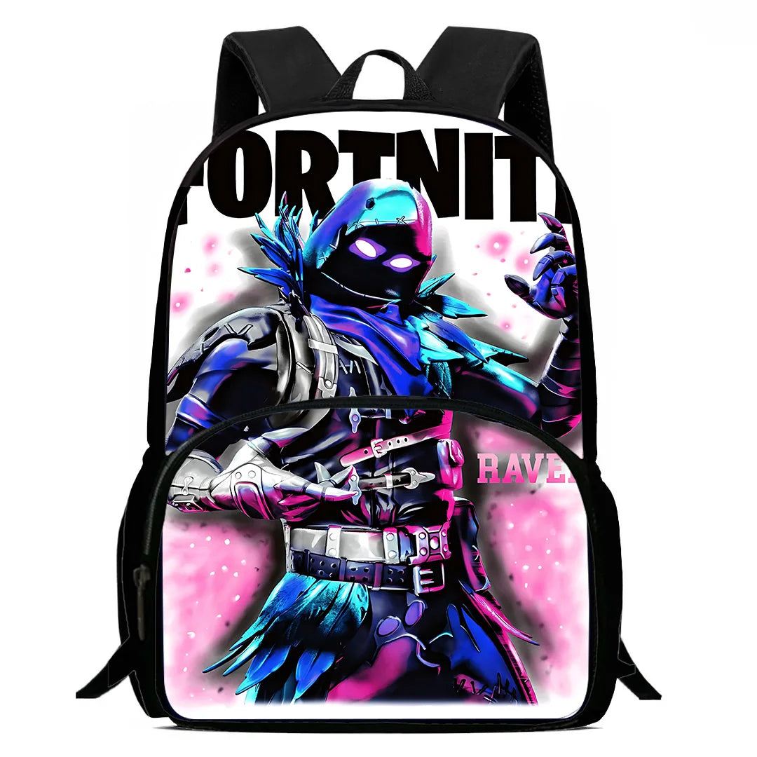 Mochilas Infantis com Design de Jogo Popular, Saco de Almoço e Estojo, Mochilas Escolares de Grande Capacidade para Alunos, Rapaz e Rapariga, Melhor Presente F-FortniteS