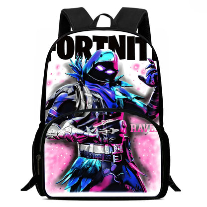 Mochilas Infantis com Design de Jogo Popular, Saco de Almoço e Estojo, Mochilas Escolares de Grande Capacidade para Alunos, Rapaz e Rapariga, Melhor Presente F-FortniteS