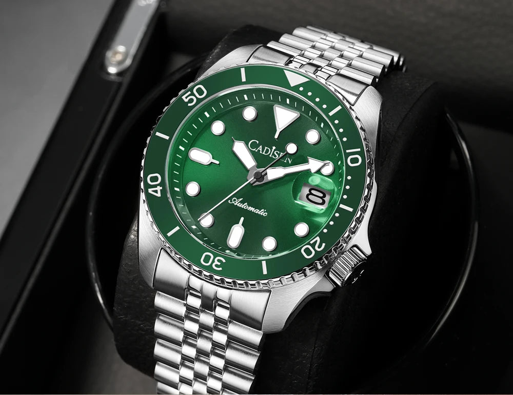 CADISEN New Luminous Men Mechanical Wristwatches Ceramic Bezel Sapphire Glass Automatic Watch Men Relogio Masculino