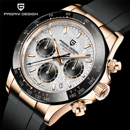PAGANI DESIGN V2 40MM Meteorite Dial Men Quartz Watches Sapphire Retro Chronograph Waterproof Watch For Men
