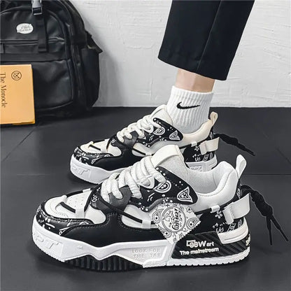 Fashion Skate Shoes Men's Sneakers Breathable Running Shoes Outdoor Mesh Casual Shoes Men's Lace-Up Vulcanized Shoes Zapatillas
