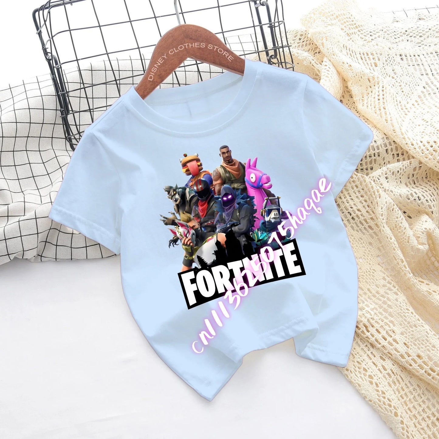 T-shirts de Criança Fortnite com Estampado de Figuras Cartoon do Jogo Fortress Night, Tops de Manga Curta para Verão, Roupa para Rapazes e Raparigas