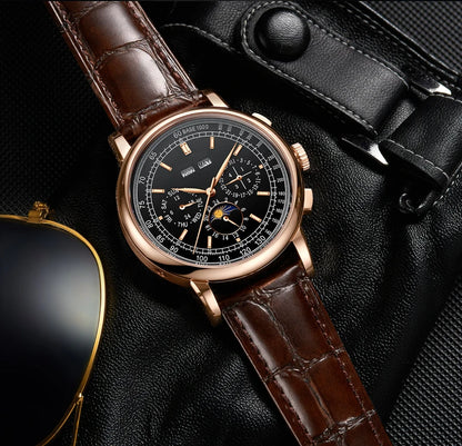 Custom Logo Diy Automatic Mechanical Watches For Man Business Multification Date Day Month Year 316L Mechanical Men's Watches