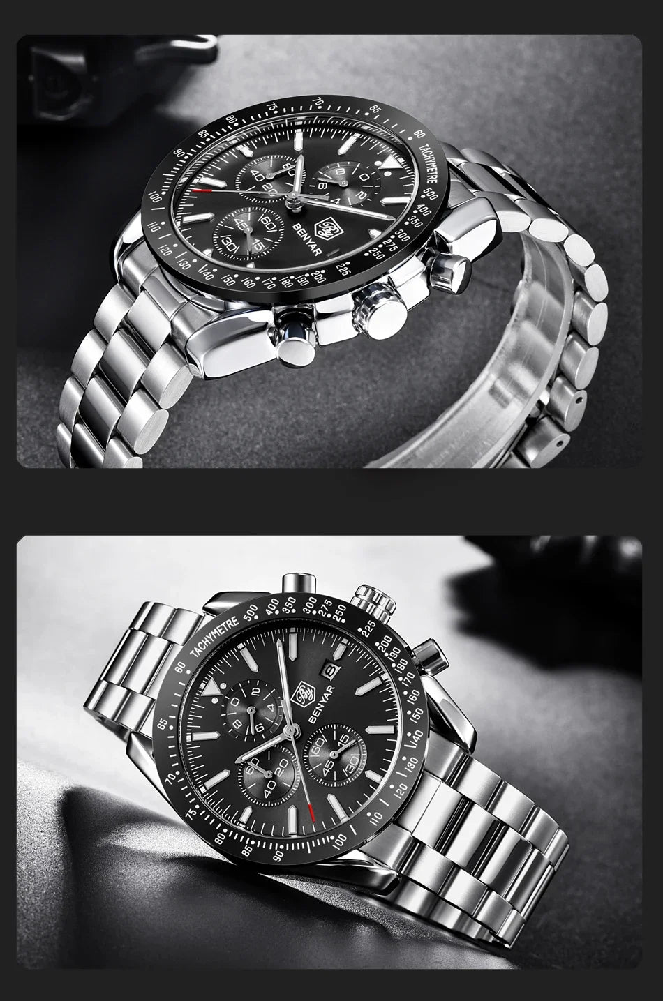 Reloj para hombre BENYAR 5140, reloj deportivo informal, reloj de cuarzo de lujo resistente al agua, cronógrafo militar de marca de alta gama.