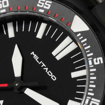 Militado ML16 39mm Quartz Dive Watch Sapphire Crystal 200M Water Resistant Ceramic Bezel BGW9 Lume Screw Down Crown