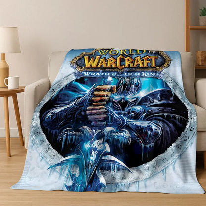 WOW World of Warcraft Arthas Demon Illidan Sylvanas flanellen deken, comfortabele zachte plaid voor thuis, slaapkamer, bed, bankovertrek of cadeau
