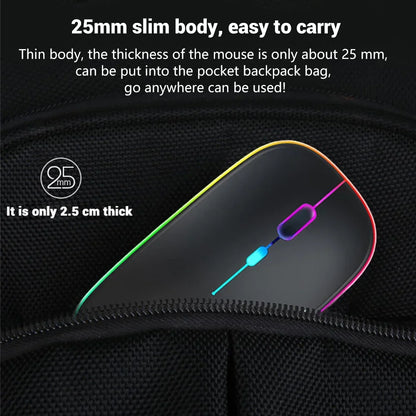 Mouse wireless ricaricabile a doppia modalità Bluetooth compatibile e 2.4G USB per computer, laptop, iPad, tablet e notebook, mouse da gaming