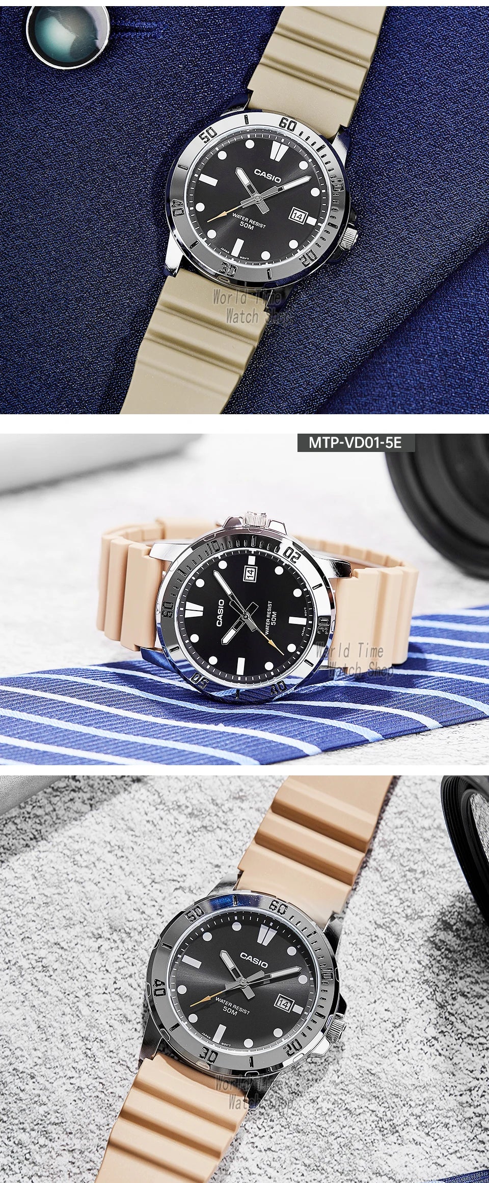 Casio watch for men business fashion resin strap atmospheric waterproof  MTP-VD01-1E