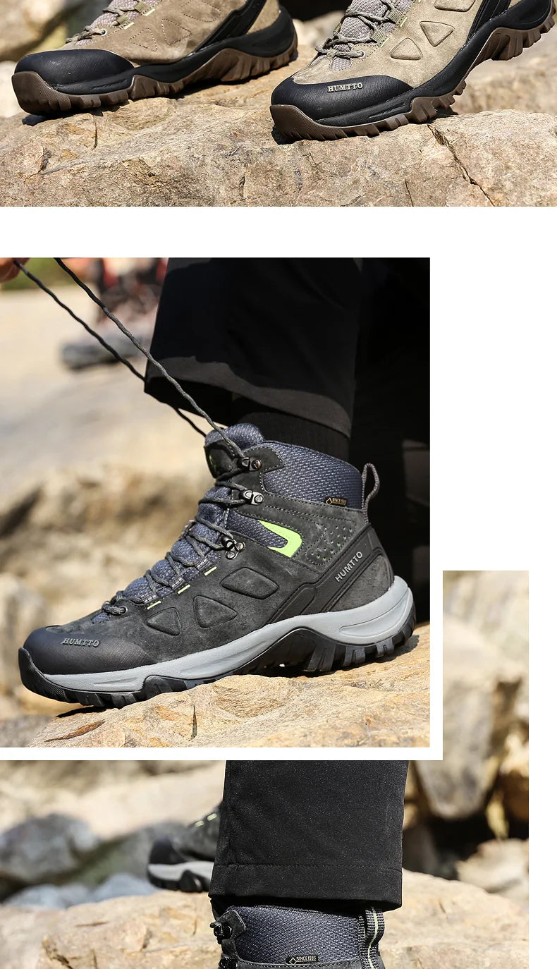 HUMTTO Hiking Shoes Men's Waterproof Hunting Boots Tactical Desert Combat Ankle Trekking Boots Male Women Warm Leather Sneakers