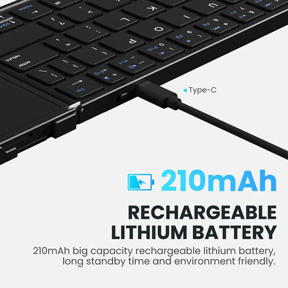 JOMAA Foldable Bluetooth Wireless Keyboard With Touchpad Portable Rechargeable 63 Keys Slim Keyboard for Windows 7/8/10/iOS