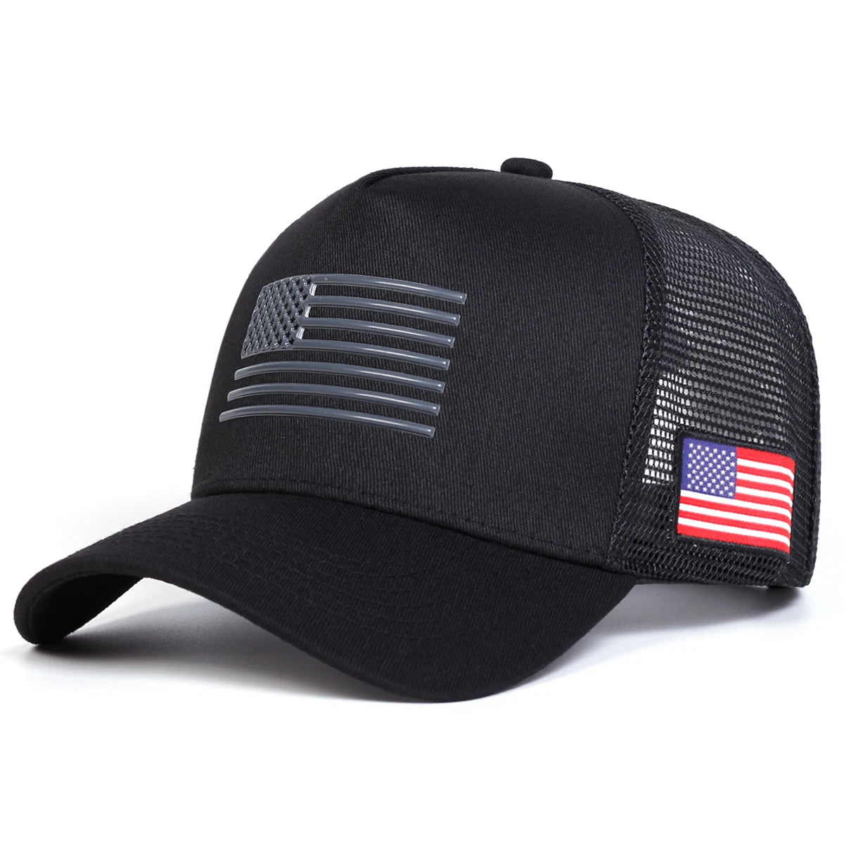 Casquettes de baseball unisexes brodées au drapeau américain, en filet, pour le printemps et l’été, ajustables, décontractées, anti-UV, casquettes de sport