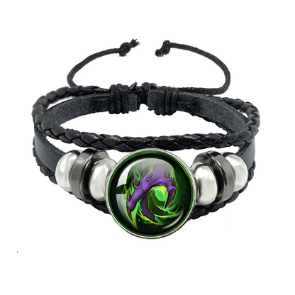 Classic Games World Of Warcraft Hearthstone Glass Leather Rope Bracelet For WOW Alliance and Horde Combatant Gift