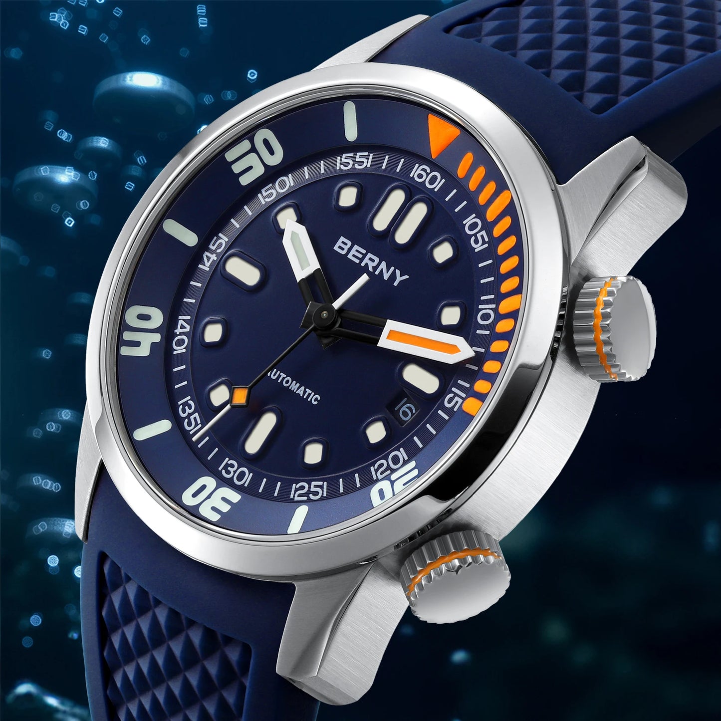 BERNY Automatic Professional Diving Watch for Men Super Luminous Scratch-resistant Sapphire Lens Top Mechanical Diver Watches