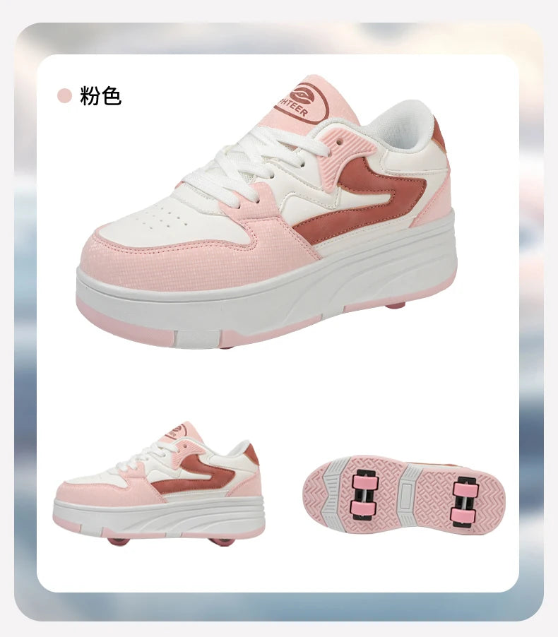 Children's Outdoor Sports Roller Skates Shoes Single Row Wheel Kids Sliding Shoes Four-Wheel for Boys and Girls