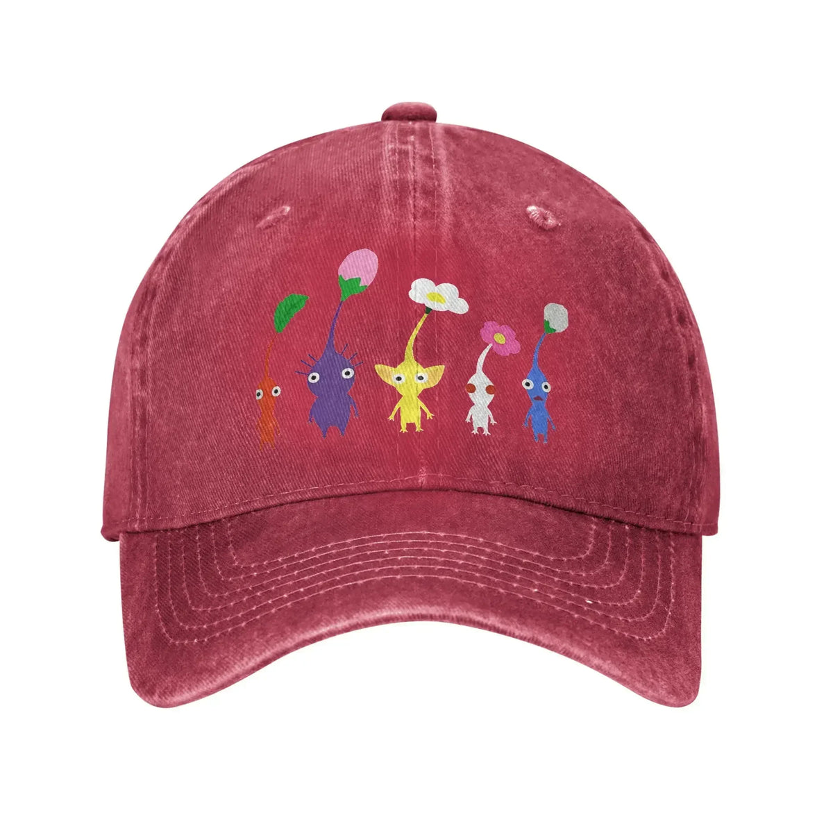 Cute Pikmin Pattern Print Cap for Men Women Cotton Anime Cartoon Trucker Hat Lerisure Wear Baseball Cap Adjustable