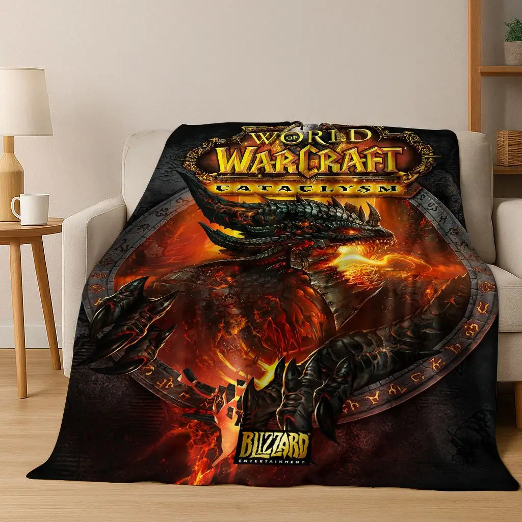 WOW World of Warcraft Arthas Demon Illidan Sylvanas flanellen deken, comfortabele zachte plaid voor thuis, slaapkamer, bed, bankovertrek of cadeau